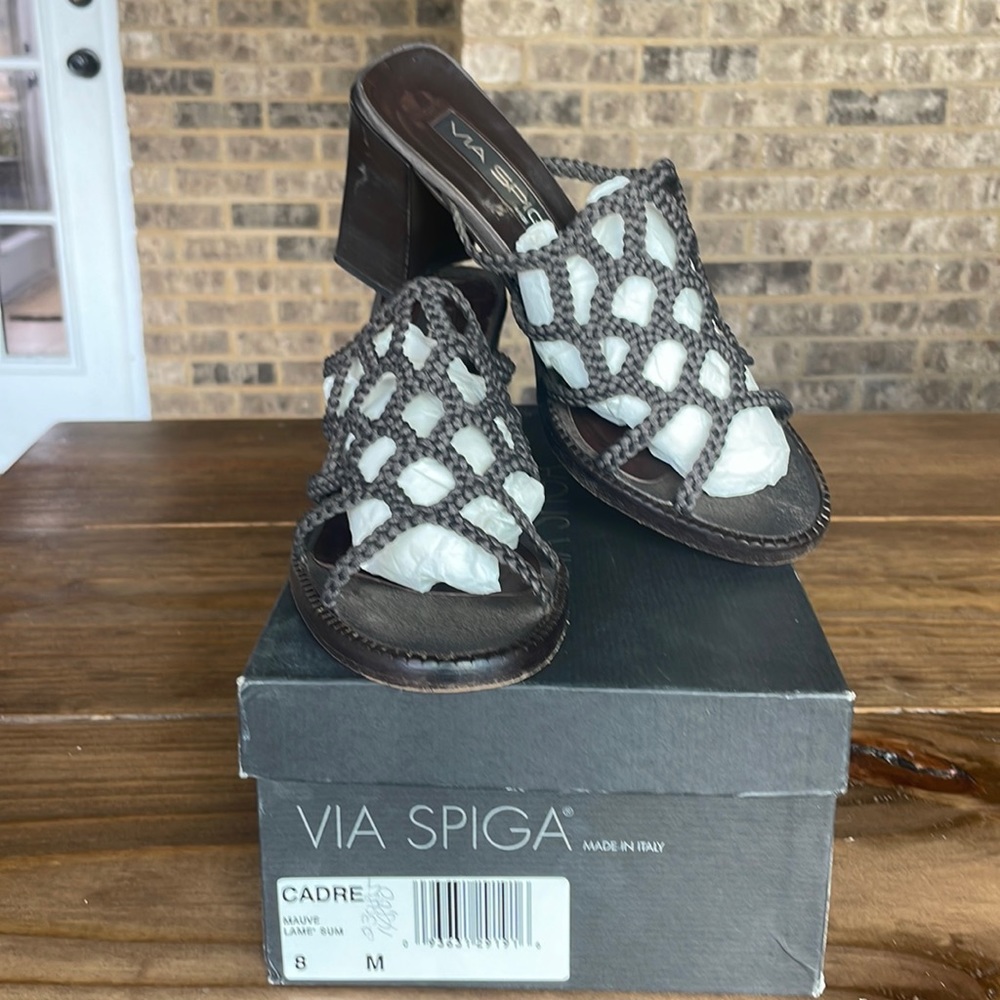 Via Spina Mauve Lame’sum heels